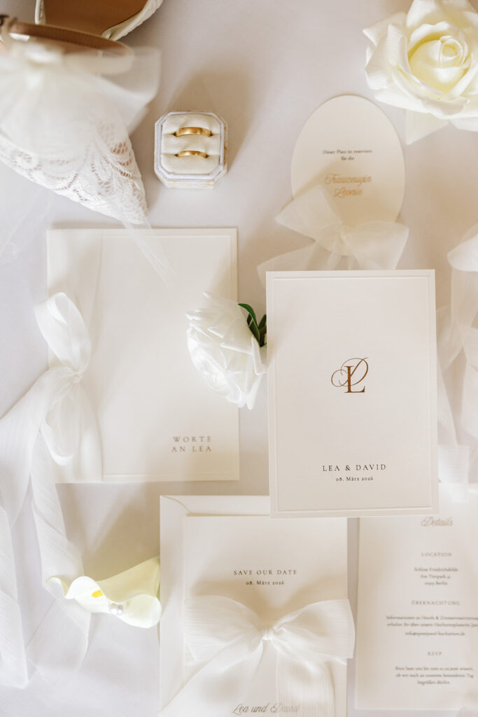 Papeterie am Hochzeitstag Schloss Friedrichsfelde